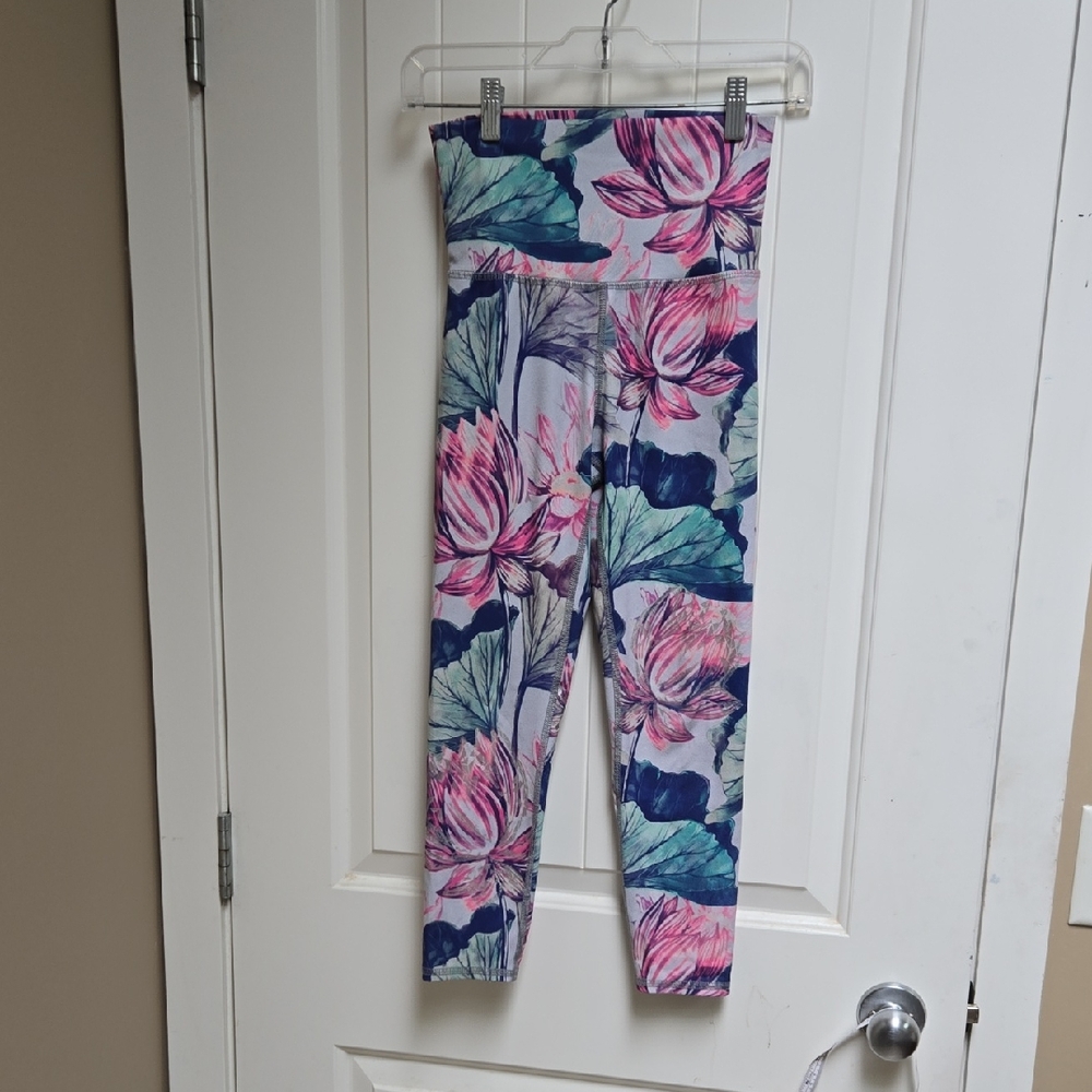 Evolution and Creation Floral XS Leggings - Pink and Blue